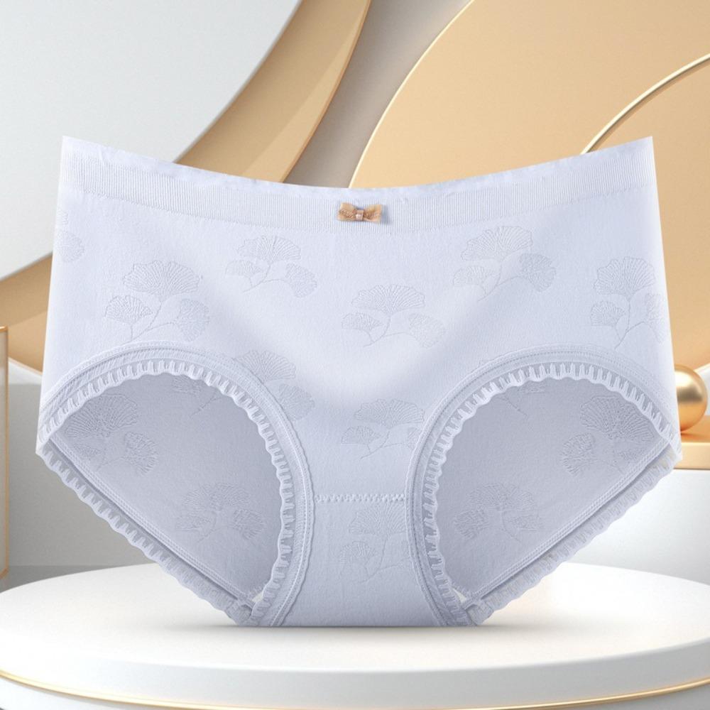6Pcs Cotton Crotch Seamless Briefs Mid Waist Underwear for Women Soft Lace Bowknot Panties Lady