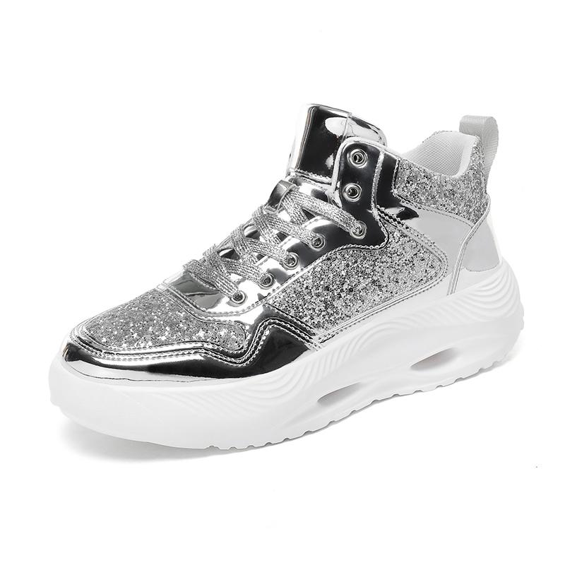 Street Gold High Top Sneakers For Men Fashion Luxury Paillette Designer Men's Shoes Glitter Platform Casual Women's Sports Shoes