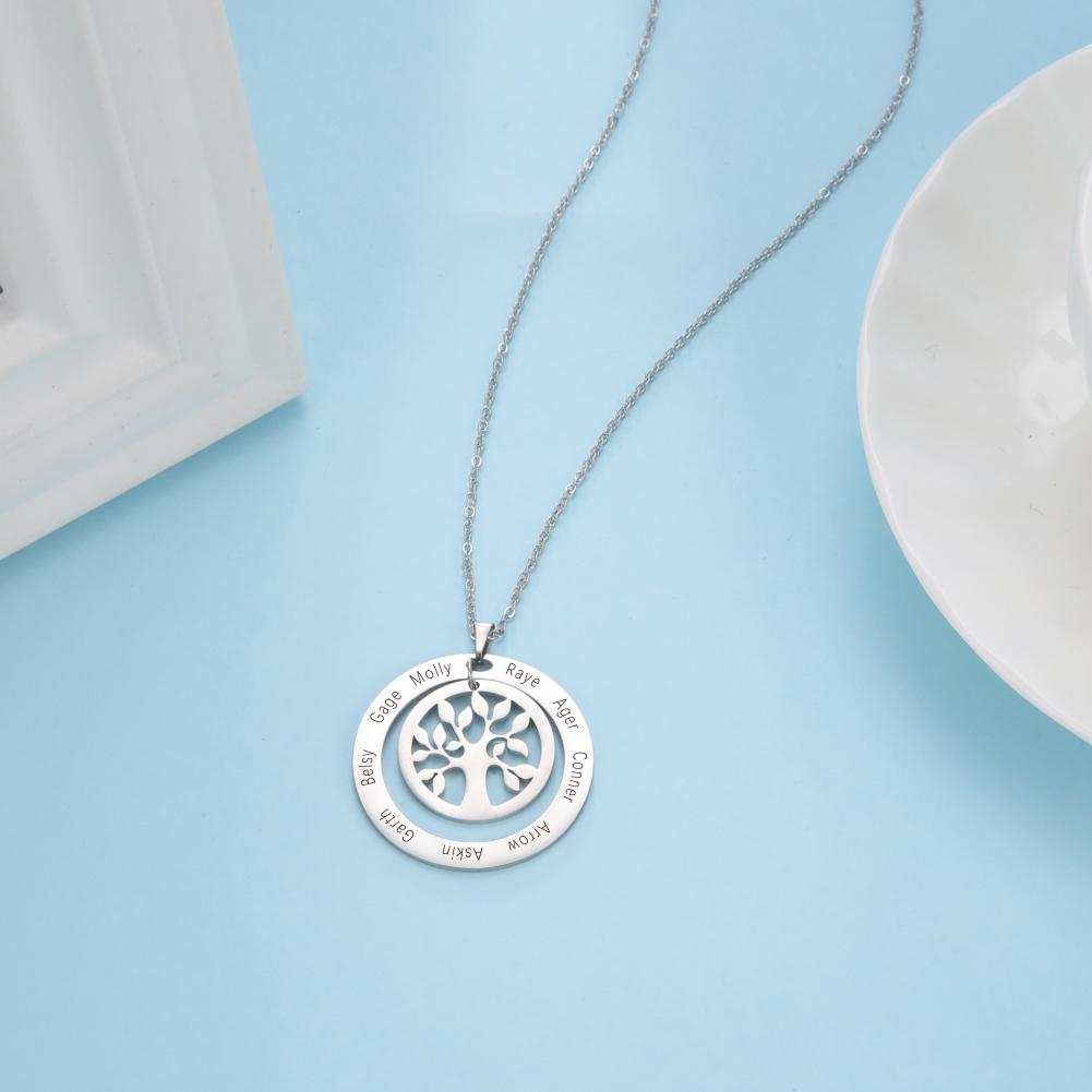 Levensboom Familie Gepersonaliseerde Naam Ketting Roestvrij Staal Sieraden voor Vrouwen Familielid 2026 Boom Ketting Cadeaus