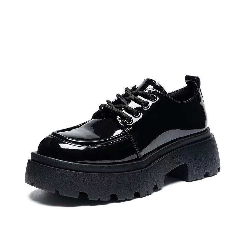 Thick-soled small leather shoes women's new autumn college style versatile black single shoes round head