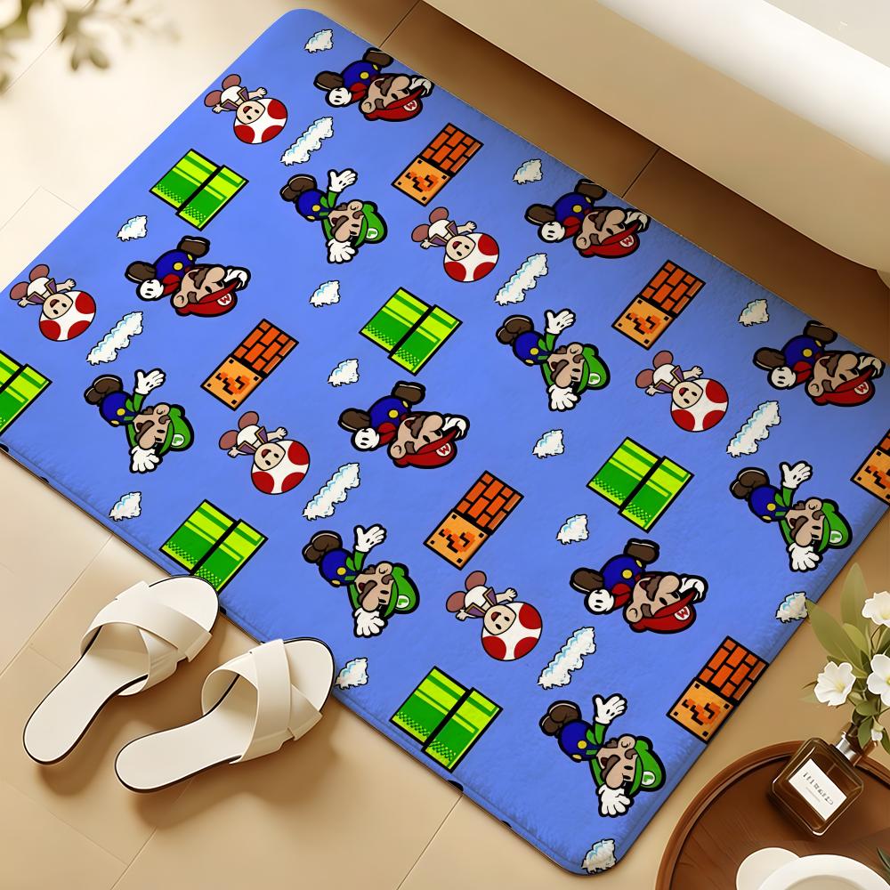 Anime Pixel Image Floor Mat Soft Flannel Rug Non-Slip Absorbent Mat For Bathroom Bedroom Home Decor