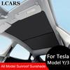 2 Stück Für Tesla Model 3/Y/3 Highland/Y Juniper Eis-Tuch Schnallen-Sonnenschutz für Glasdach Vorderes & Hinteres Schiebedach Dachfenster Sonnenschutz