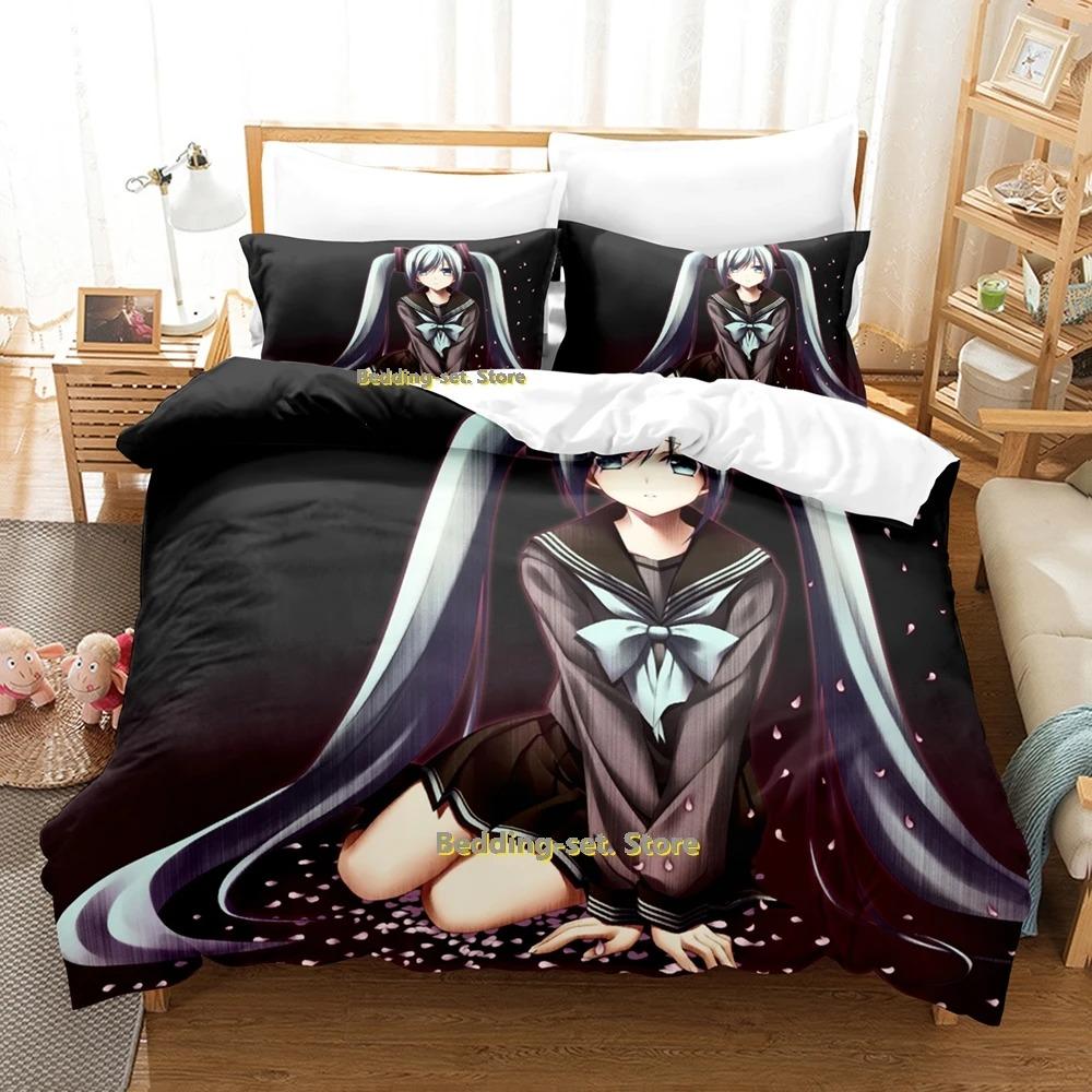Elegant Classic Single Twin Full Queen King Vocaloid Size Bed Adult Kid Bedroom Duvetcover Sets 3D Anime Quilt