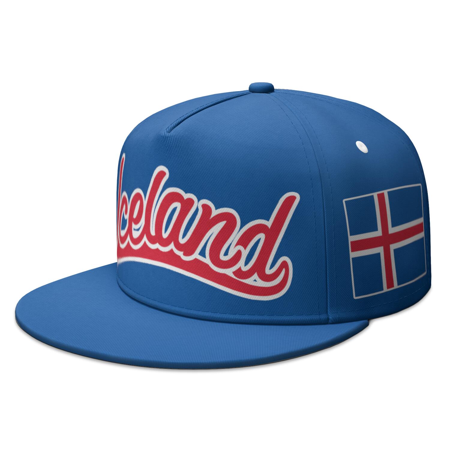 Iceland Flat Brimmed Cap Custom Name Number Hip-hop Hat Nation Flag Icelandair Icelandic Country College Photo Headgear Adjustable