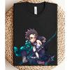 Heißes Tanjiro Demon Slayer Grafikdruck T-Shirt Sonnenatmung Erbe Sommer Neues T-Shirt Mit Ziel brennen Flammen-Schwert Locker Lässig Übergröße Sommer Neues T-Shirt