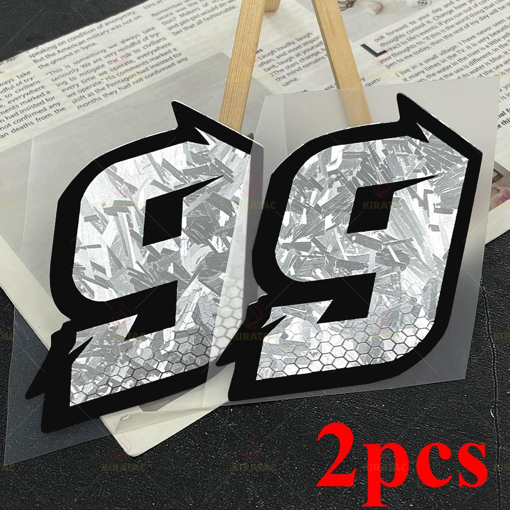 2PCS Honeycomb Arabic Numerals Silver Carbon Fiber Motorcycle Sticker Waterproof for Helmet Front Fairing Scooter Vinyl Decals