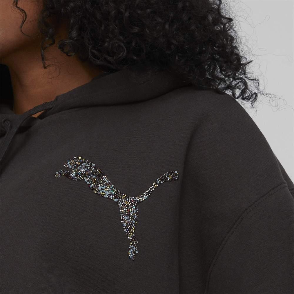 Puma Collaboration Logo Design Casual Loose Hoodie Long Sleeve Sweatshirt Women Sweatshirt Black 622250-01