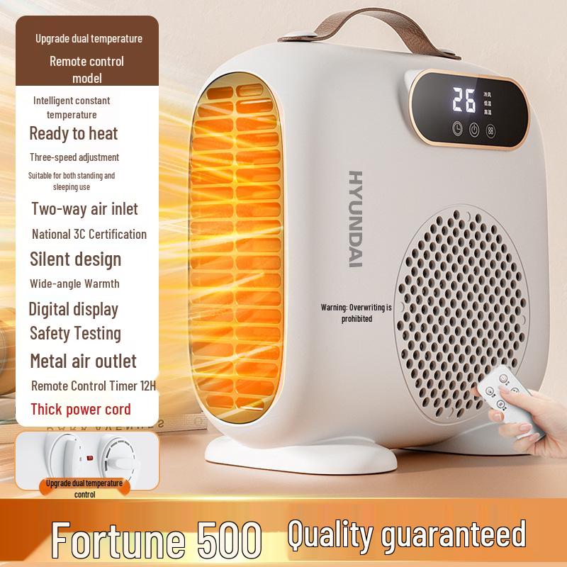 Hyundai Little Sun PTC Fast Heating Desktop Electric Heater - Energy & Power Saving Warm Air Blower for Home or Office.
