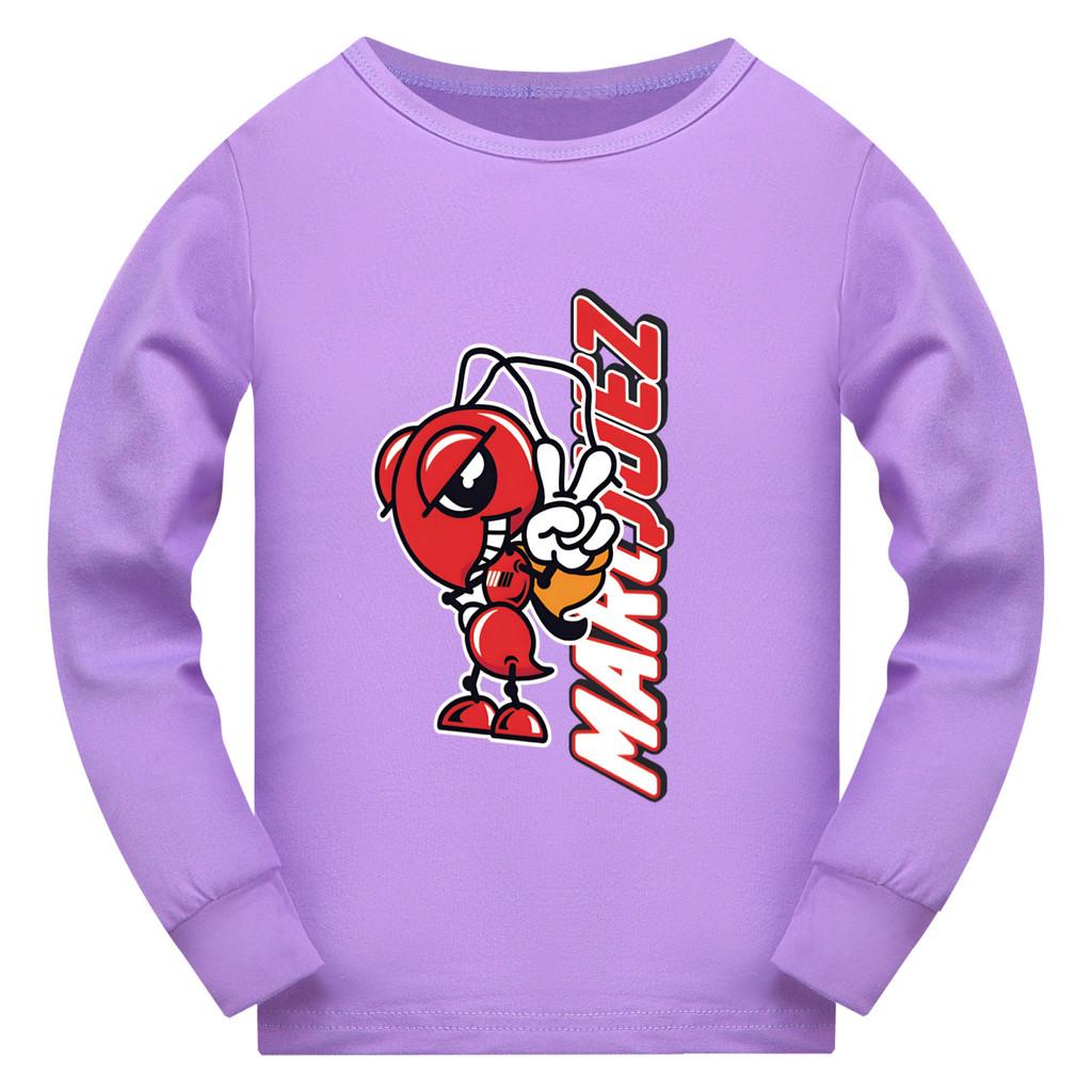 4819 Kid Boys Girls Marquez Motorcycle Print Long Sleeves T-Shirt 110cm фиолетовый