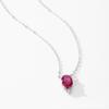 Simple Fashion Geometric Oval Zircon Clavicle Chain 925 Sterling Silver Simulated Ruby Pendant Necklace for Wedding Parties
