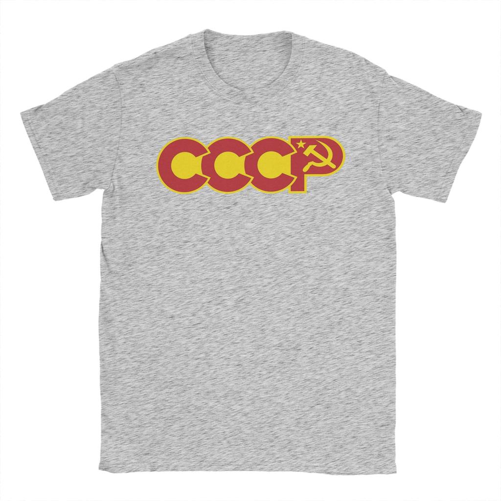 CCCP Logo T Shirt Men 100 Cotton Vintage TShirt O Neck  Tees Short Sleeve Tops Gift Idea