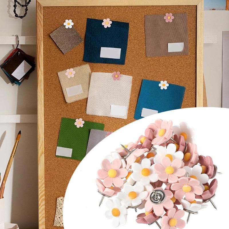 Elegant Flower Thumb Tacks set Flower Pushpins set Flower Shape Push Pins Multiple Use for Cork Boards & Bulletin Boards