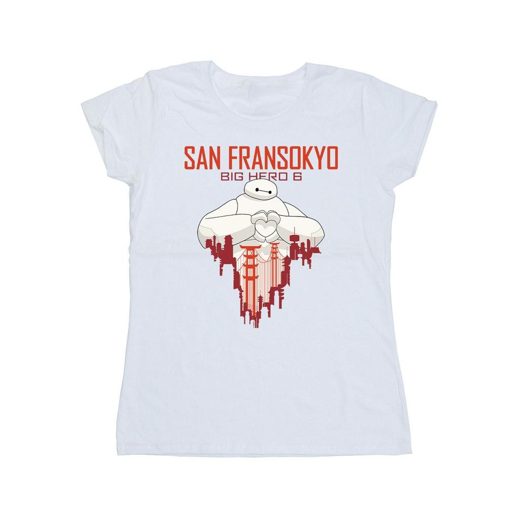 Disney Womens/Ladies Big Hero 6 Baymax San Fransokyo Heart Cotton T-Shirt