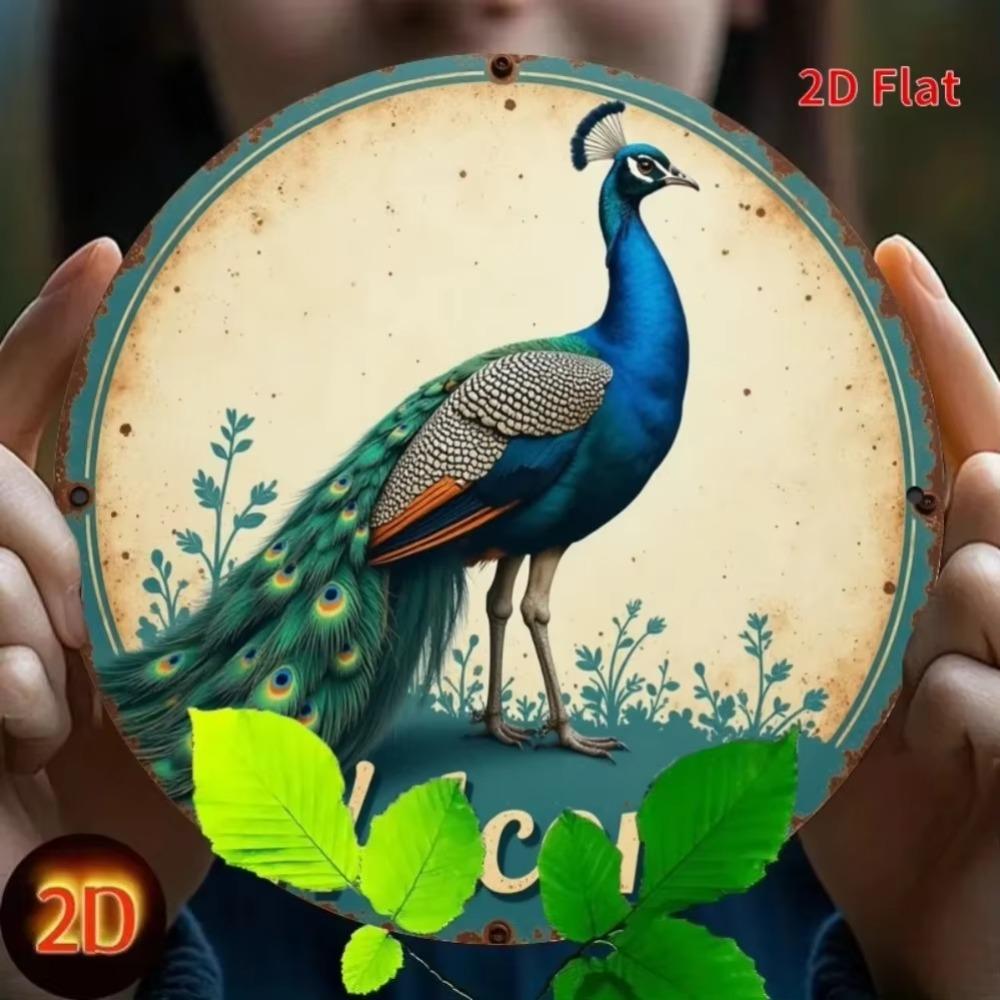 Peacock Metal Art Sign 2D Flat Wall Decor Garden Terrace Shop