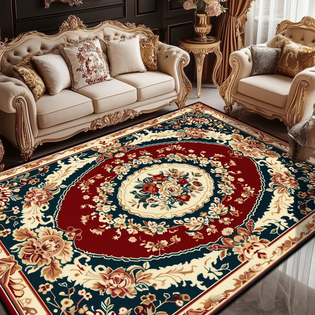 European Style Luxury Living Room Carpet Persian Home Decor Bedroom Bedside Soft Floor Mat Lounge Coffee Tables Non-slip Rug