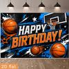 2D planar flag, 2D plane - 1 piece of 2D flag - Basketball theme birthday party banner backgroundXY