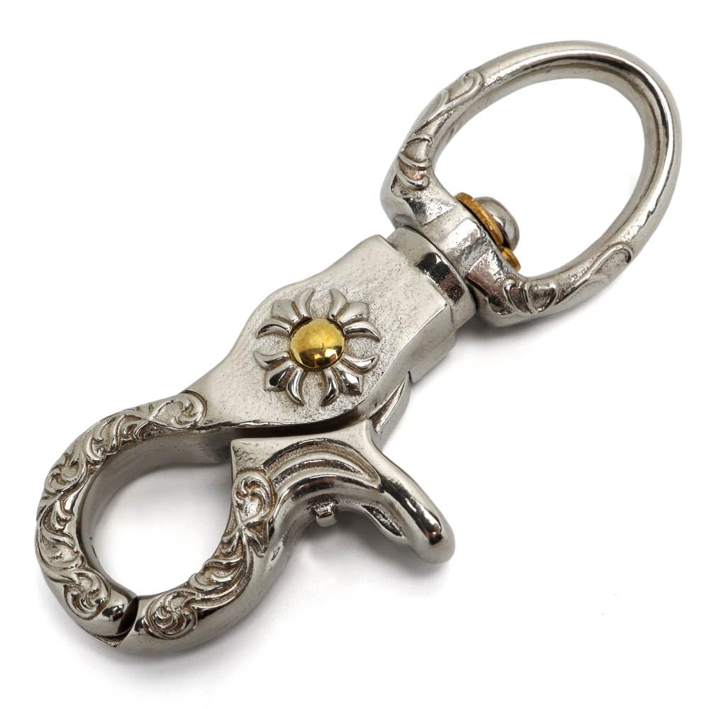[Silver KYASYA] Heavy Cross Key Ring, Keychain, Key Hook, Clip, Cross, Flared, Arabesque, Key Chain, Silver, Key Accessories