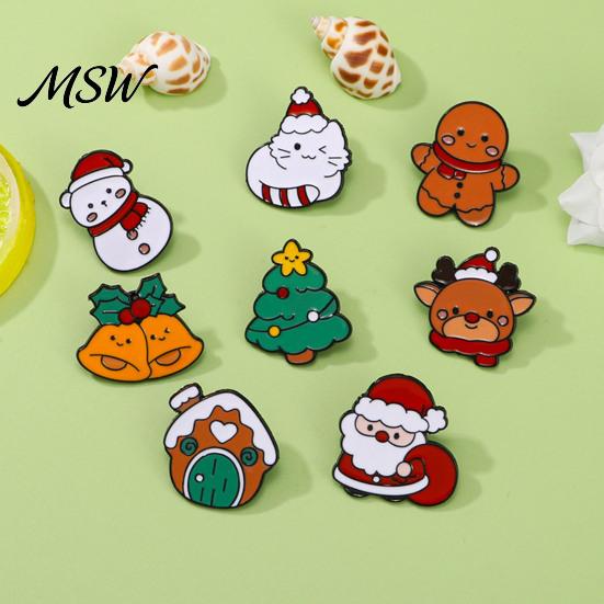 Snowman Jewelry Christmas Cartoon Enamel Brooch, Santa Claus Elk Tree Badge Pin, Holiday Party Favors Bags Scarves Clothes Decorative Accessory