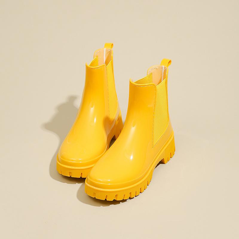 Rain Shoes Women's New Waterproof and Non-slip Water Shoes Thickened Wear-resistant Rain Boots Medium Tube Fashion Boots Rubber Shoes
