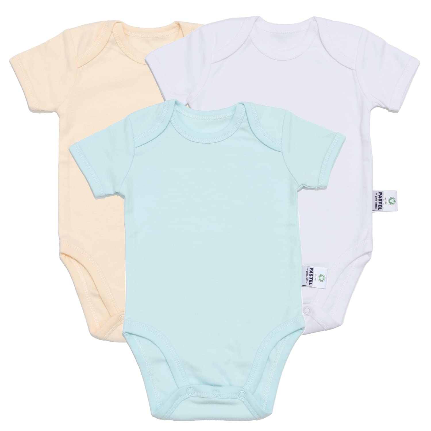 

Маленькие ромперы с коротким рукавом из органического хлопка 70 см, сертифицированные GOTS, для мальчиков, светло-кремового цвета и набор из 3 штук: синий x желтый x [пастельный органический] 100% синий,