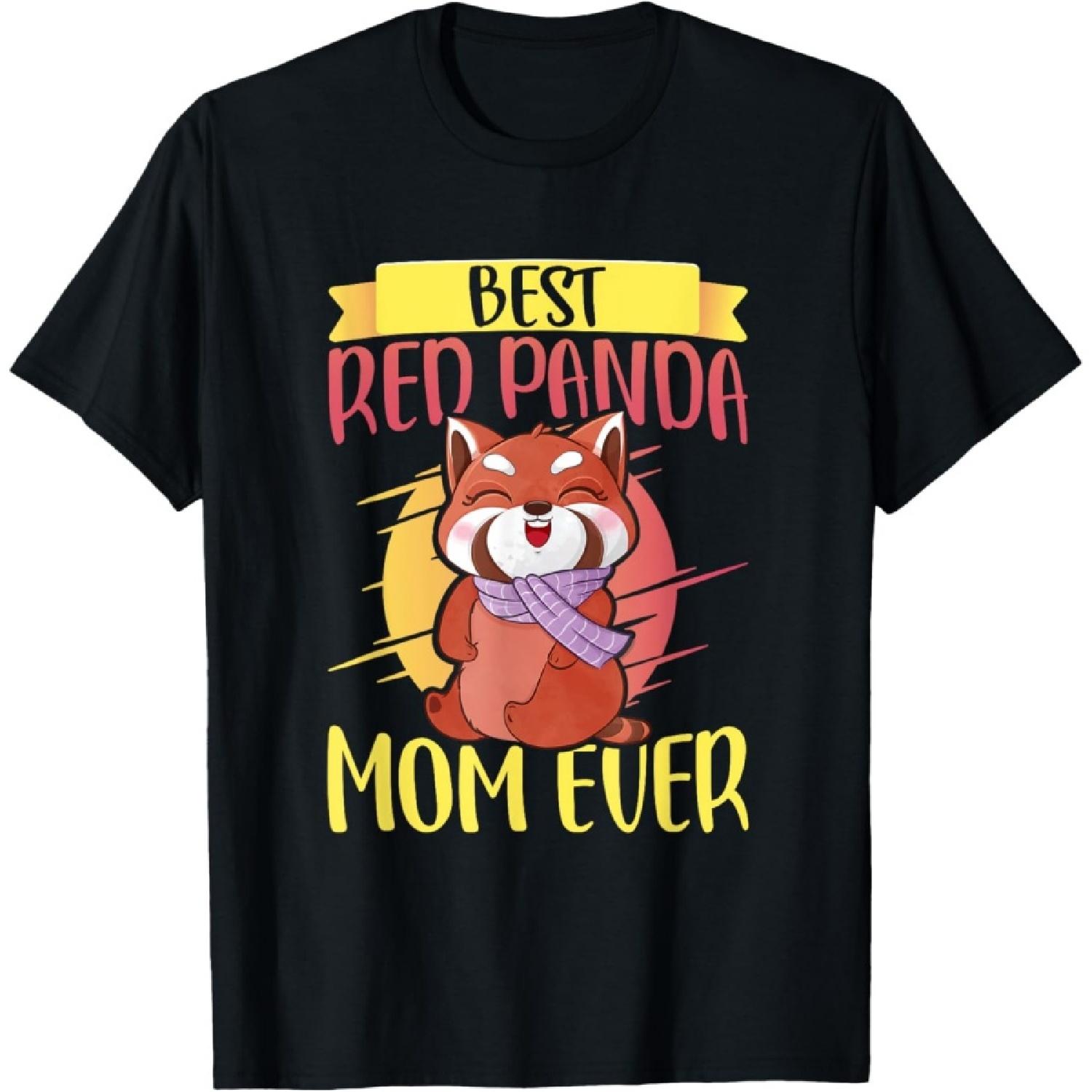 Red Panda Mom for Women Girls Animal Zoo Panda Lover T-Shirt S