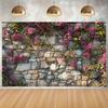 A stone wall flower background cloth - spring and summer flower background wedding birthday flower party prop