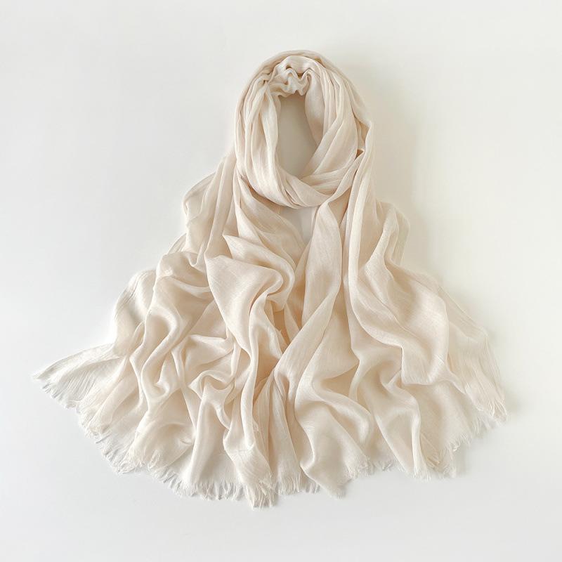 180 * 90 Cotton And Linen Scarf Sunscreen Folds Solid Color Human Cotton Silk Scarf Shawl Multi-Color Yarn Headscarf Women