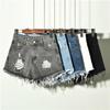 Shorts en jean déchiré taille haute pour femme avec ourlet brut, jambe large, coupe ample, style décontracté coupe A
