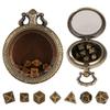 Unique Pocket Watch Case with 7pcs/set Metal Polyhedral Dices Pendant Delicate Pocket Watch for Gamers and Collectors