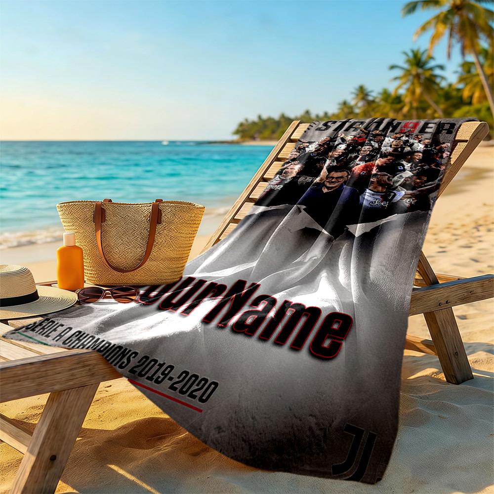 Juventus Personalized Name Beach Towel Super Soft & Absorbent Suitable for Sports Travel Swimming Yoga Bathroom Beach And Pool