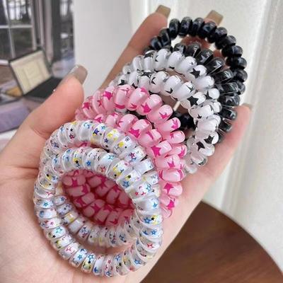 Snoepkleur Haar Elastiekje Meisje Telefoondraad Sterpatroon Elastisch Haarbandje Gematteerd Spiraalkoord Rubber Haar Elastiekje Stretch Hoofdband