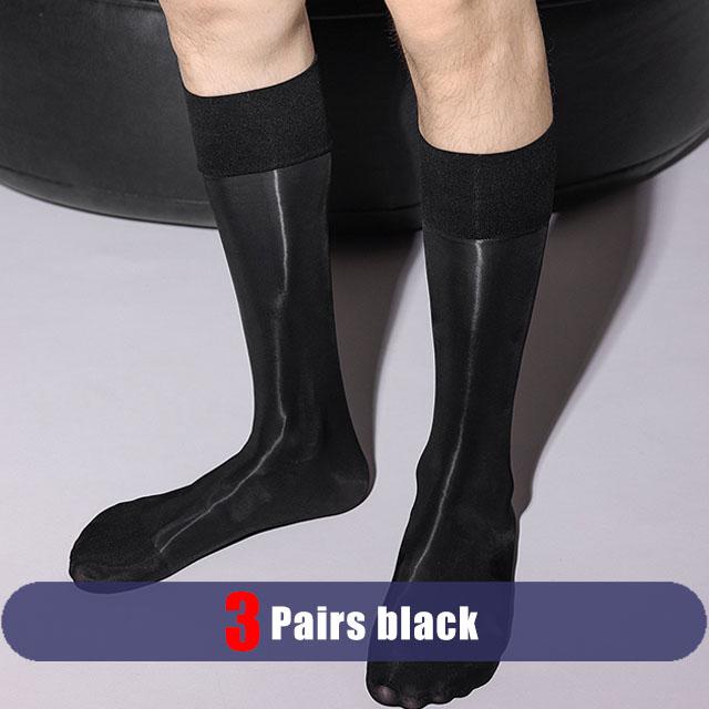 3 páry Pánské dlouhé ponožky Hedvábné Business Jednobarevné Tenké Nylonové Lehké Prodyšné Měkké Elastické Pod koleno Lýtko Formální oblečení Posádkové Společenské ponožky