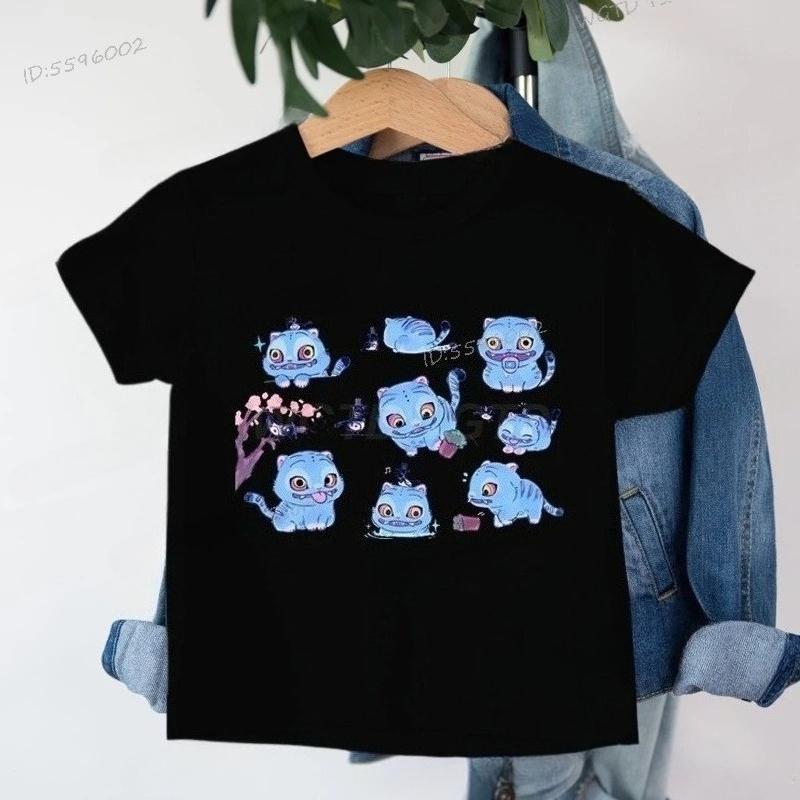 Derpy Tiger Kpop Demon Hunters Shirt for Children Girl Boy Cute Tiger Kawaii T-shirt Summer Toddler Girl Clothes