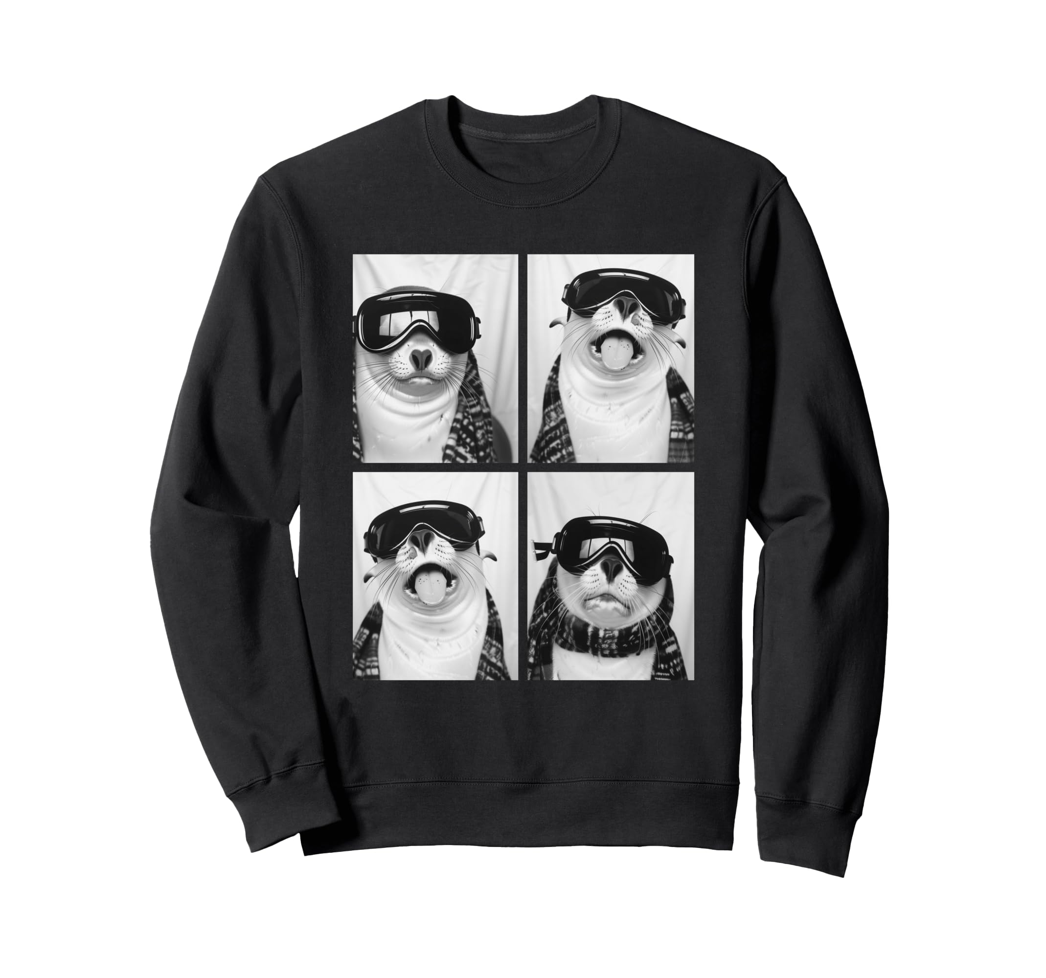 

Милый тюлень со смешными морскими очками для снега, животное, зима.