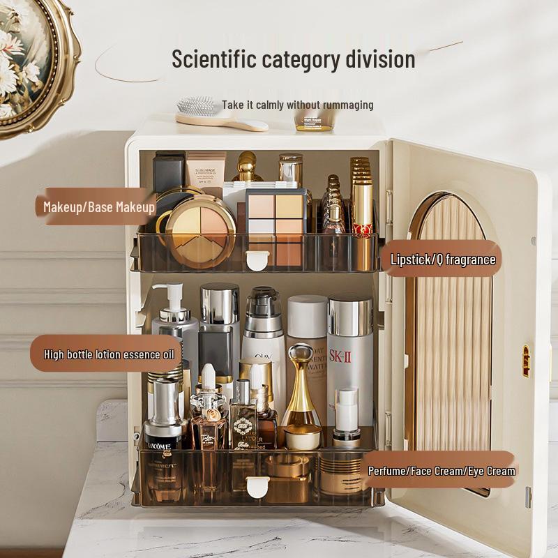 High-Capacity Dustproof Makeup Organizer for Skincare & Lipstick Storage
