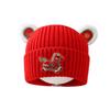 Unisex Röd Vinterullhatt för Barn - Varm Stickad Mössa med Öronskydd