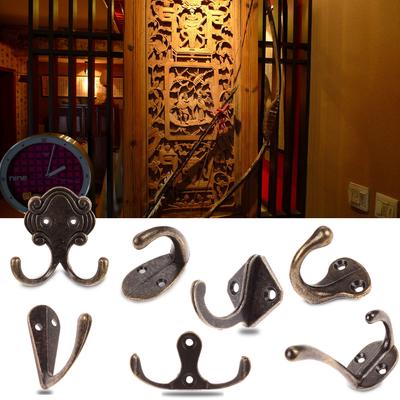Zinc Alloy Door Hooks Vintage Bronze Coat Hat Bag Hooks European Portable Multifunctional Bathroom Accessories for Wall Hanging