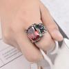 Huge Ruby Claw Ring Stainless Steel Jewelry Stone Man Oxe Ring