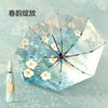 New Automatic Three-fold Color Glue Sunscreen Parasol Creative Tulip Handle Widened Umbrella with Clear Umbrella Wholesale