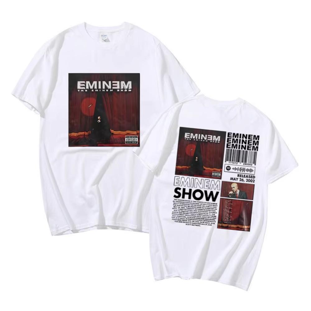 Rapper The Eminem Show Album Doppelseitiger Aufdruck T-Shirt Herren Hip Hop Übergroße T-Shirts Damen Vintage Stil Streetwear Tee Sommer