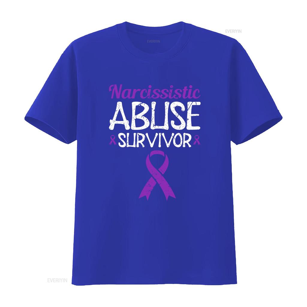 Narcissistic Abuse Survivor Purple Ribbon Unisextal Health Awareness T Shirt vintage streetwear Top For Everyday Wear