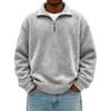 Men's Fashion Casual Half-zipper Solid Color Distressed Sweatshirt Men's Casual Loose Long-sleeved Lapel Sweatshirt