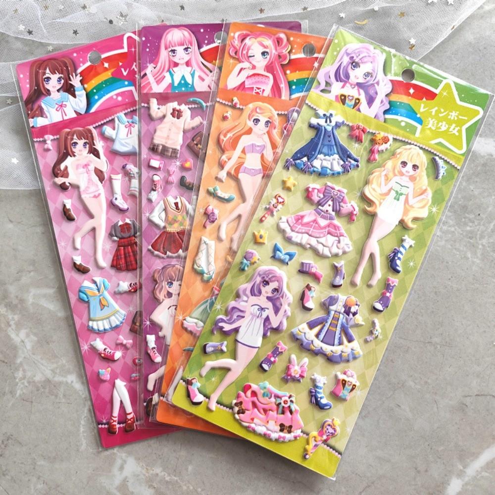 Eva Bubble Foam Princess Dress-Up Stickers (4 Styles) Reusable No-Residue Stickers For Handbooks Phone Cases Sticker Story Store