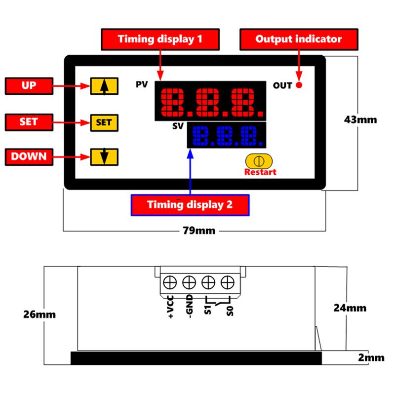 DC 12V 20A Afișaj digital Releu de temporizare Temporizator Modul de ciclism 0-999H