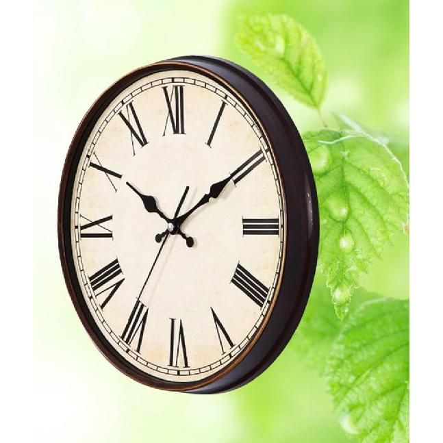 Vintage Dial Clock Silent Wall Clock with Roman Numerals Decorative Oversized European Style for Living Bedroom Kitchen Cafe and Bar Decor