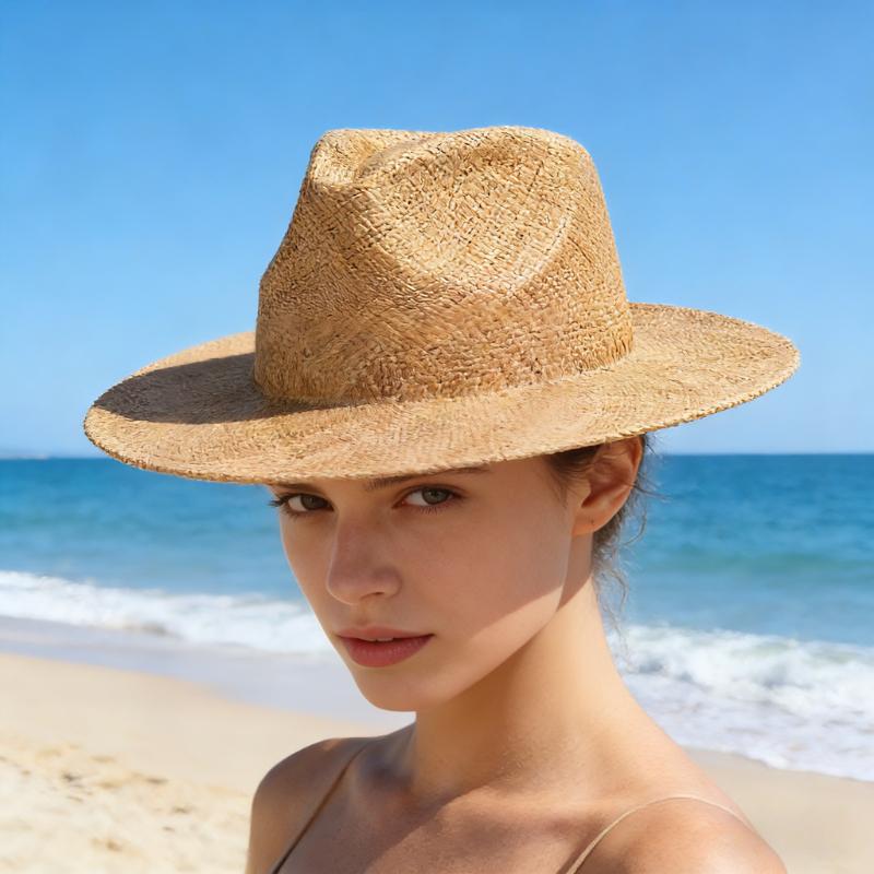 2026 New Fashion Dyeing Jazz Treasure Grass Sun Hat American Summer Simple Lightweight Beach Big Eaves Sunscreen Straw Hat