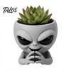 Cute Alien Planter Funny Face Planter, 3D Printed Novelty Plant Pot, Gray Head for Succulents Cacti Home Table Shelf Decoration Office Desk