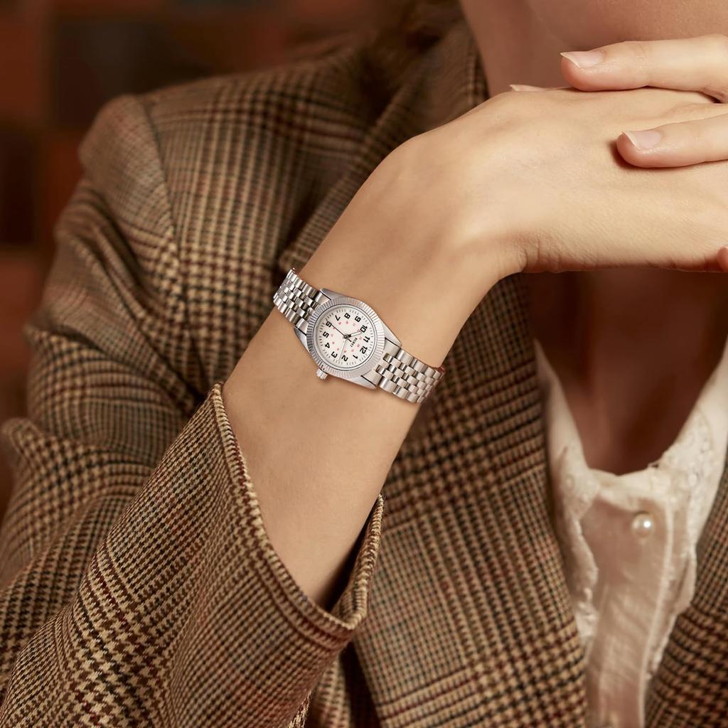 BUREI Analog Quartz Silver Silver Stainless Steel Watch Women's Watch, Waterproof, Business, Stylish, Dial, Band, Simple, Casual, Small, Easy-to-Read,