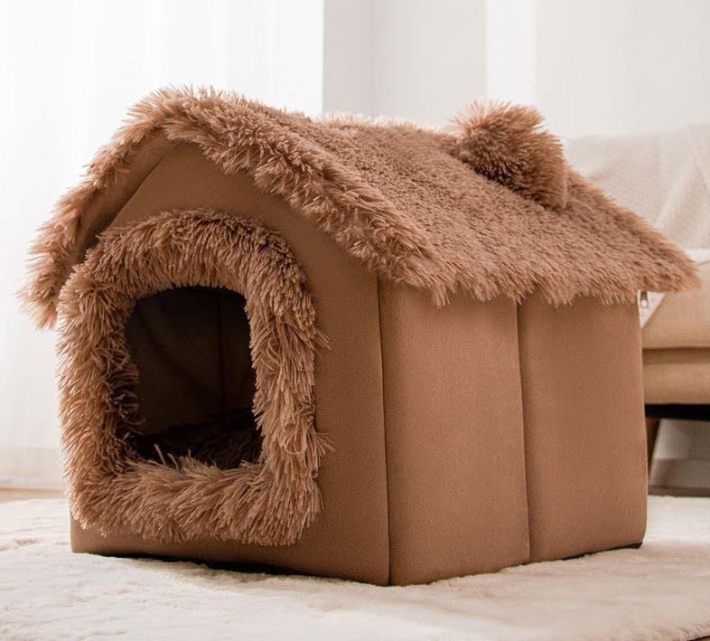 

Складаний теплий будиночок-гніздо для котів і собак 33x30x32cm (S) коричневий