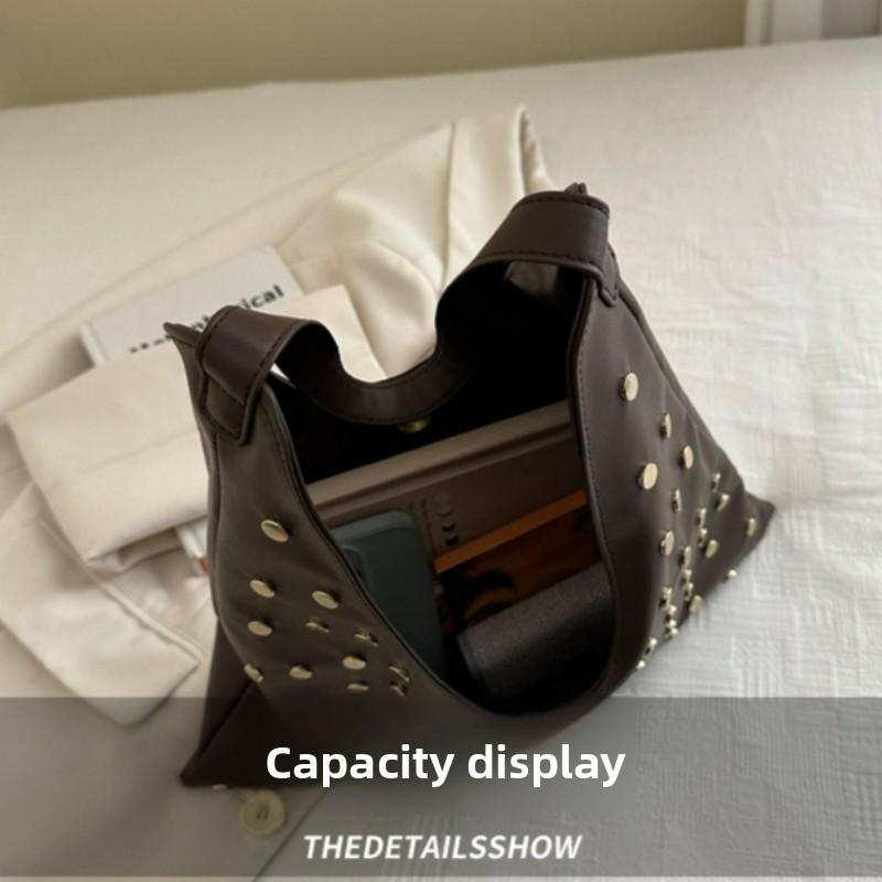 Comfortable Top Handle Bag Versatile Texture Shoulder Bag Fashi PU Studded Tote Large Capacity Simple Commuting Bag for Women